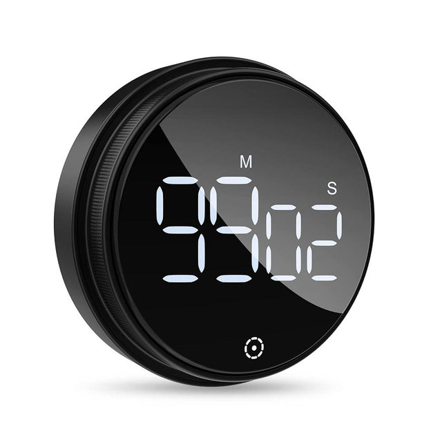 Ankilo Digital Magnetic Timer, Timer for Kids Kitchen with Large LED Display, Adjustable Volume for Cooking, Studying, Office, Black (Battery not Included)
