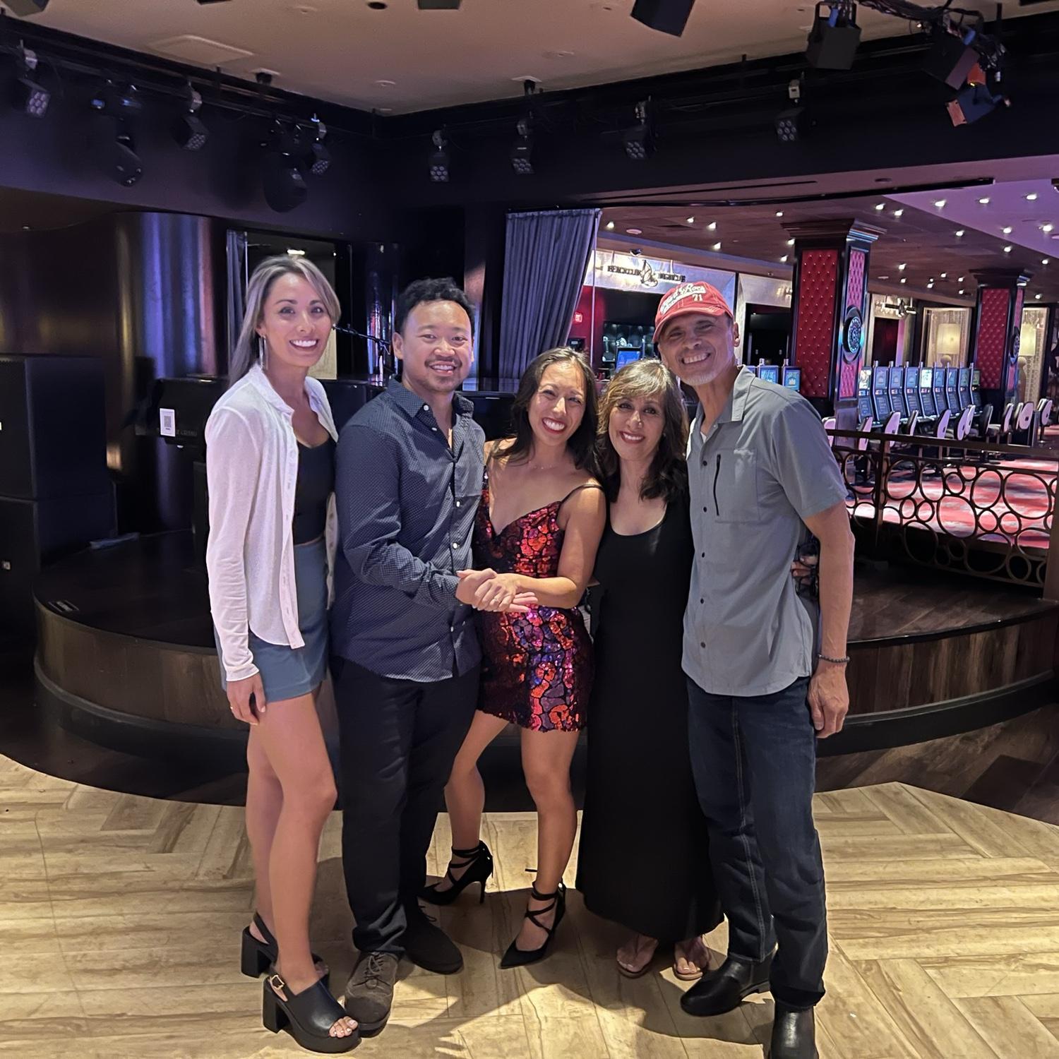 Ryan somehow secretly coordinated my family to fly into Vegas the proposal night.