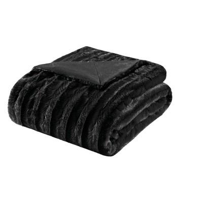 Black York Long Faux Fur Throw (50"X60")