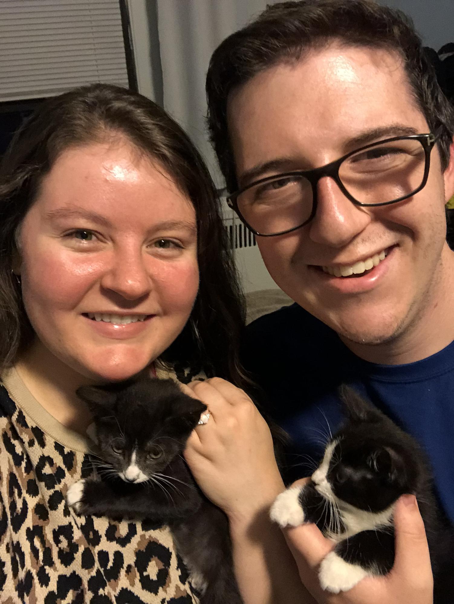 The night we got engaged, featuring our brand new kittens.