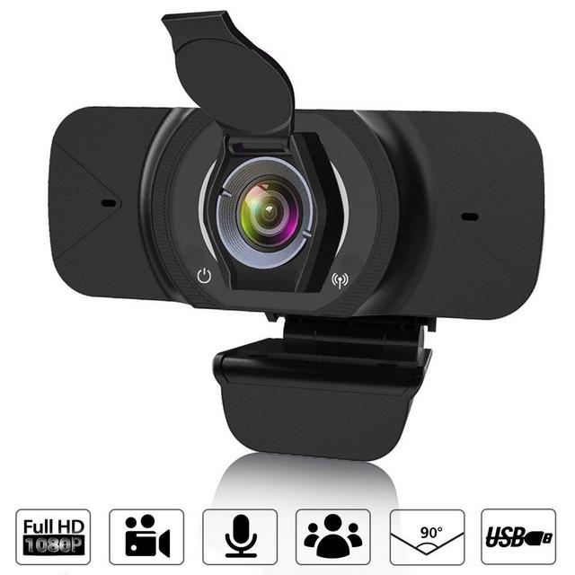 HD 1080P Webcam, Built-in Noise-Cancelling Microphone Stream Webcam with 110° Wide Angle Lens for Video Conferencing, Online Work, Home Office, YouTube, Recording and Streaming, Plug and Play