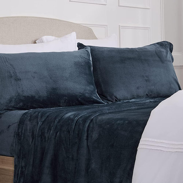 NY Loft Ultra Soft Micro Fleece Sheets Set with Extra Deep Pockets | Extra Soft Velvet Fleece Sheet Set | Super Plush Polar Fleece | Velvet Plush Cozy Warmth | Tribeca Collection (Queen, Carbon Grey)