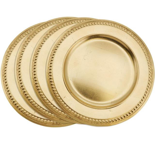 Saro Lifestyle Dots Design Charger Plate , Gold, 14" Round