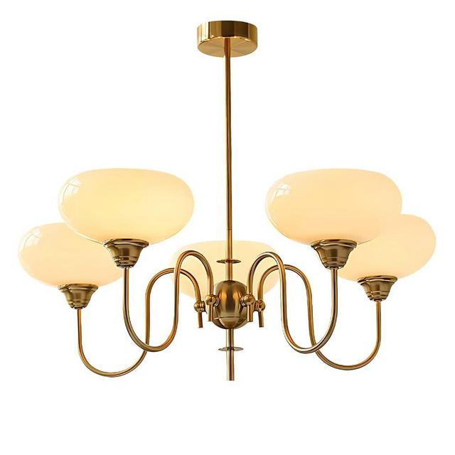 BOKT Gold Vintage Chandelier Modern 5-Light Globe Chandelier with Smooth Lampshade Sputnik Pendant Light Dining Room Chandelier for Living Room Bedroom