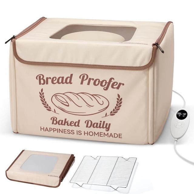 GIYUDOT Folding Bread Proofing Box, Dough Proofer with 68-104℉ Temperature & 48H Timer Controller, Bread Proofer with Metal Shelf, Sourdough Starter Warmer, Dough Proofing Box for Baking Pizza Yoghurt