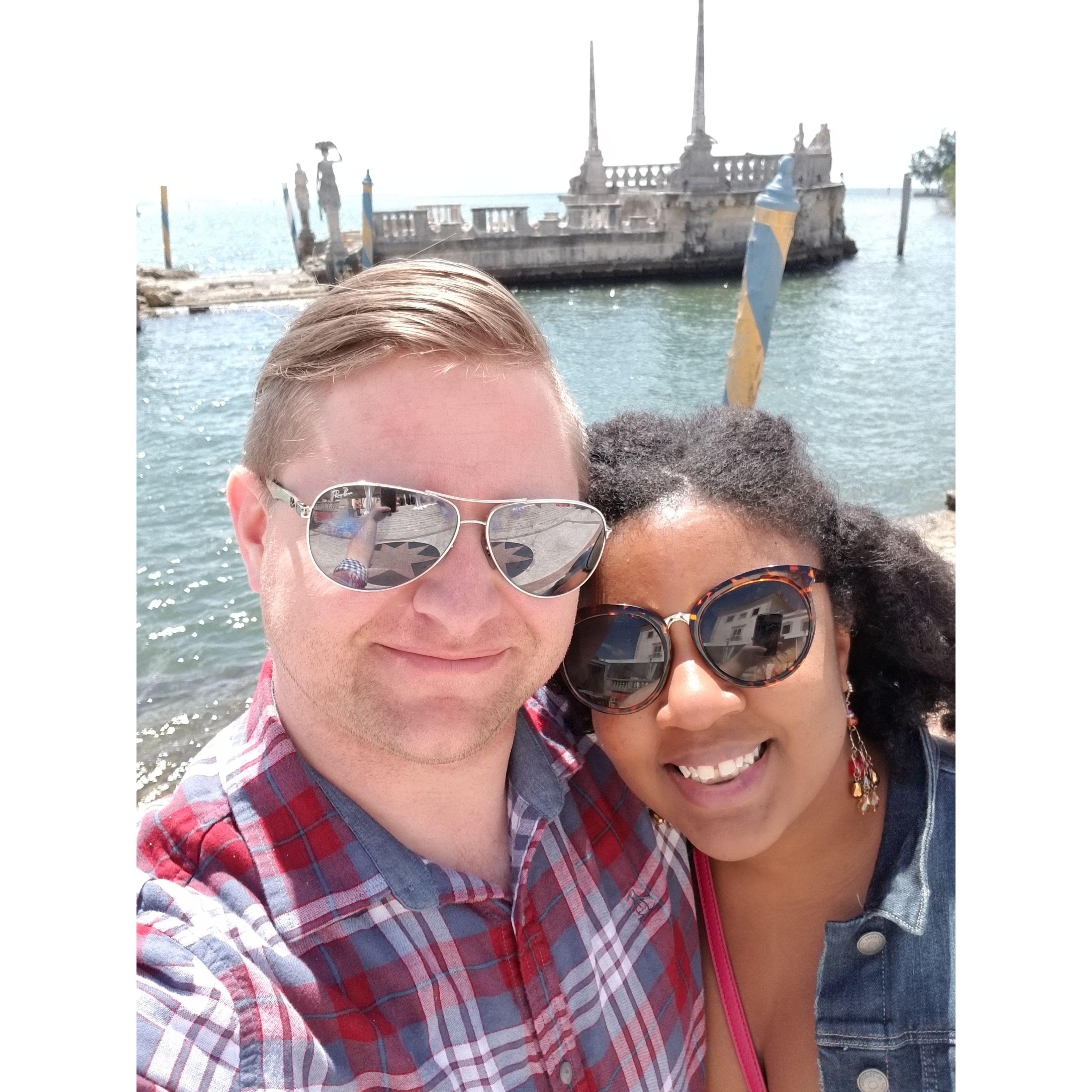 At Vizcaya in Miami on a beautiful day. This was when I should've proposed, but glad Alyssa said yes when I finally got up to do it.