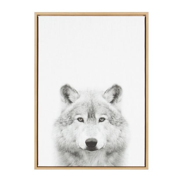 23" x 33" Sylvie Wolf Framed Canvas by Simon Te Tai Natural - Kate and Laurel