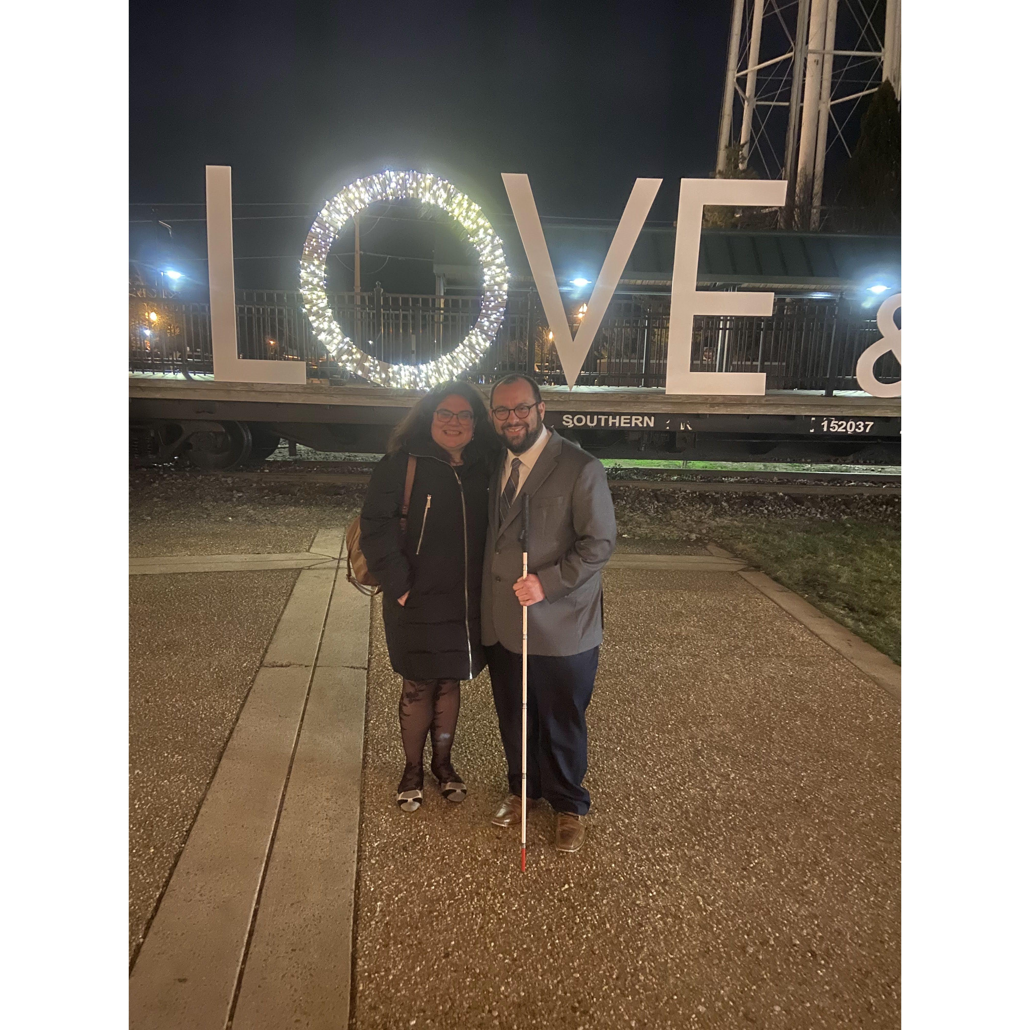 The night Mark purposed in front of love and hope and sign.