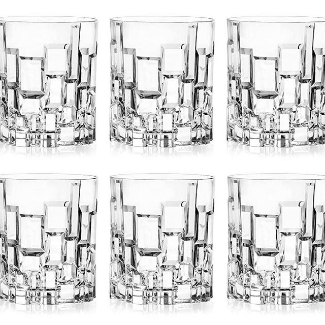 Tumbler Glass - Double Old Fashioned Set of 6 Glasses Designed DOF Crystal Tumblers For Whiskey Bourbon Water Beverage Drinking 11 oz. Made in Europe By Barski Clear Count (Pack 1)