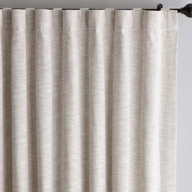 Seaton Textured Cotton Rod Pocket Curtain, 50 x 84", Neutral