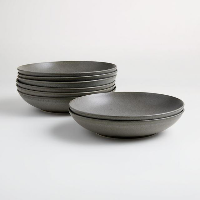 Craft 10" Charcoal Low Bowls, Set of 8