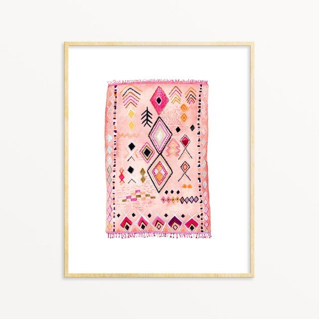 Moroccan Rug Watercolor Art Print | Blush Pink Rug Painting | Modern Boho Print | Boho Nursery / Kids Room Decor | Unique Gallery Wall Art