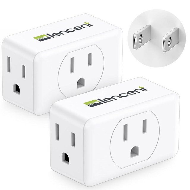 LENCENT 3 Prong to 2 Prong Adapter, Plug Extender, Wall Plug Splitter with 3 AC Outlets, Travel Power Adaptor for US to Japan Japanese Philippines-Type A, Cruise Ship Approved, 1875W Max, 2 Pack