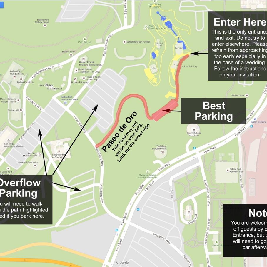 Parking directions for the Japanese Friendship Garden