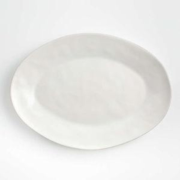 Crate & Barrel Marin White Stoneware Large Oval Serving Platter