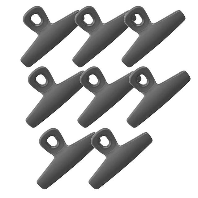 COOK WITH COLOR Food Clips - Chip Bag Clips Set of 8, 5 Inches Wide Heavy Duty Chip Clips, Large Bag Clips for Food Storage with Air Tight Seal Grip for Bread Bags, Snack Bags and Food Bags - (Grey)