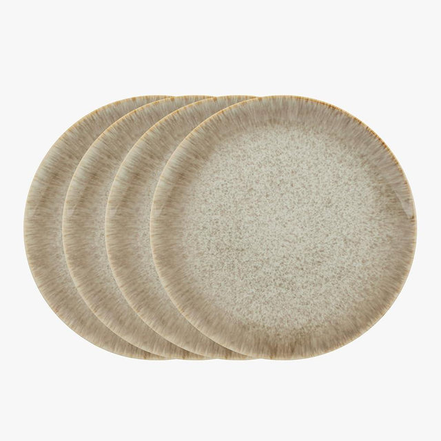Yellowstone 4-Piece Rainwater Dinner Plate Set – Durable Stoneware Plates with Reactive Glaze Finish, 10.5-Inch Diameter, Microwave, Dishwasher & Oven Safe – Rustic Modern Everyday Dinnerware