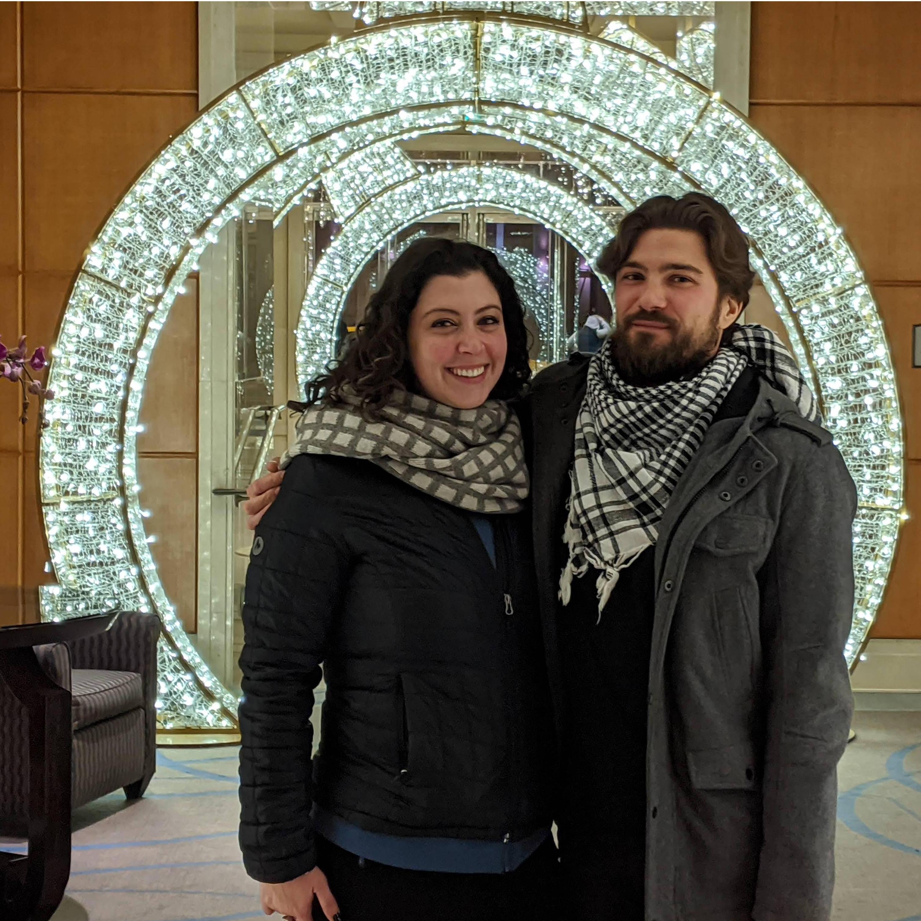 New Year's 2020. OH HOW YOUNG AND INNOCENT WE ARE. We're on our way to the Embarcadero for fireworks, carrying champagne duct-taped to an ice-pack.