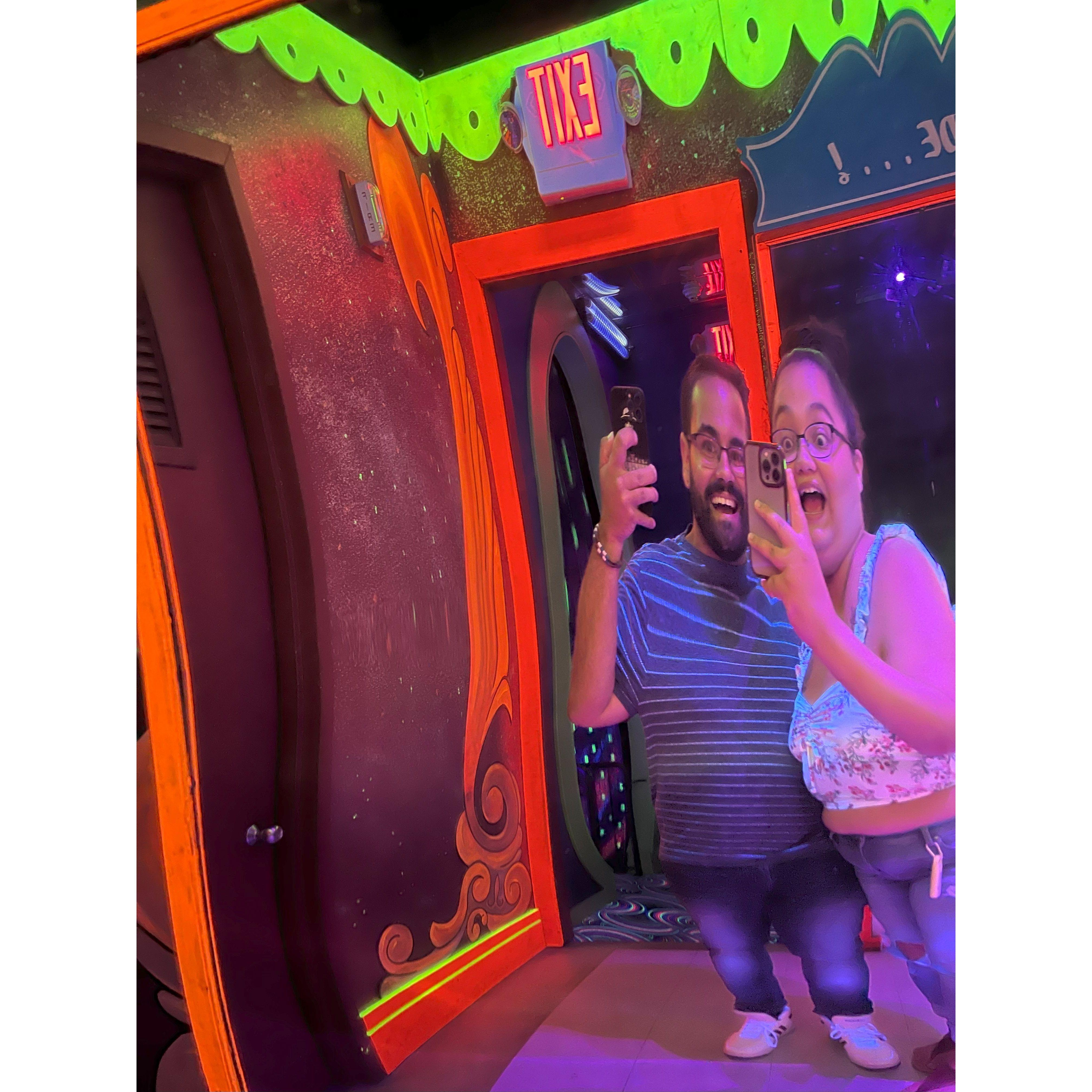 In the fun house, we managed to look even shorter