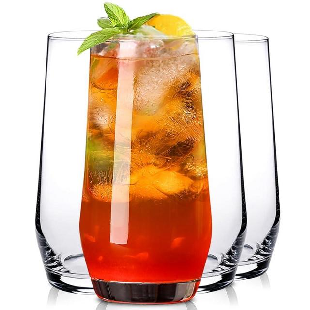 Ufrount Highball Glasses Set of 4,Tall Drinking Glasses 18oz,Clear Cocktail Glass Cup Water Glasses Mojito Glassware for Juice,Beverage,Restaurant