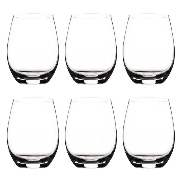 Premium Crystal Stemless Wine Glasses Set of 6, 15oz Lead-Free Red or White Wine Glass, Water Juice Glasses, All-Purpose Beverage Cups, Clear Drinking Tumblers in Gift Box, Dishwasher Safe