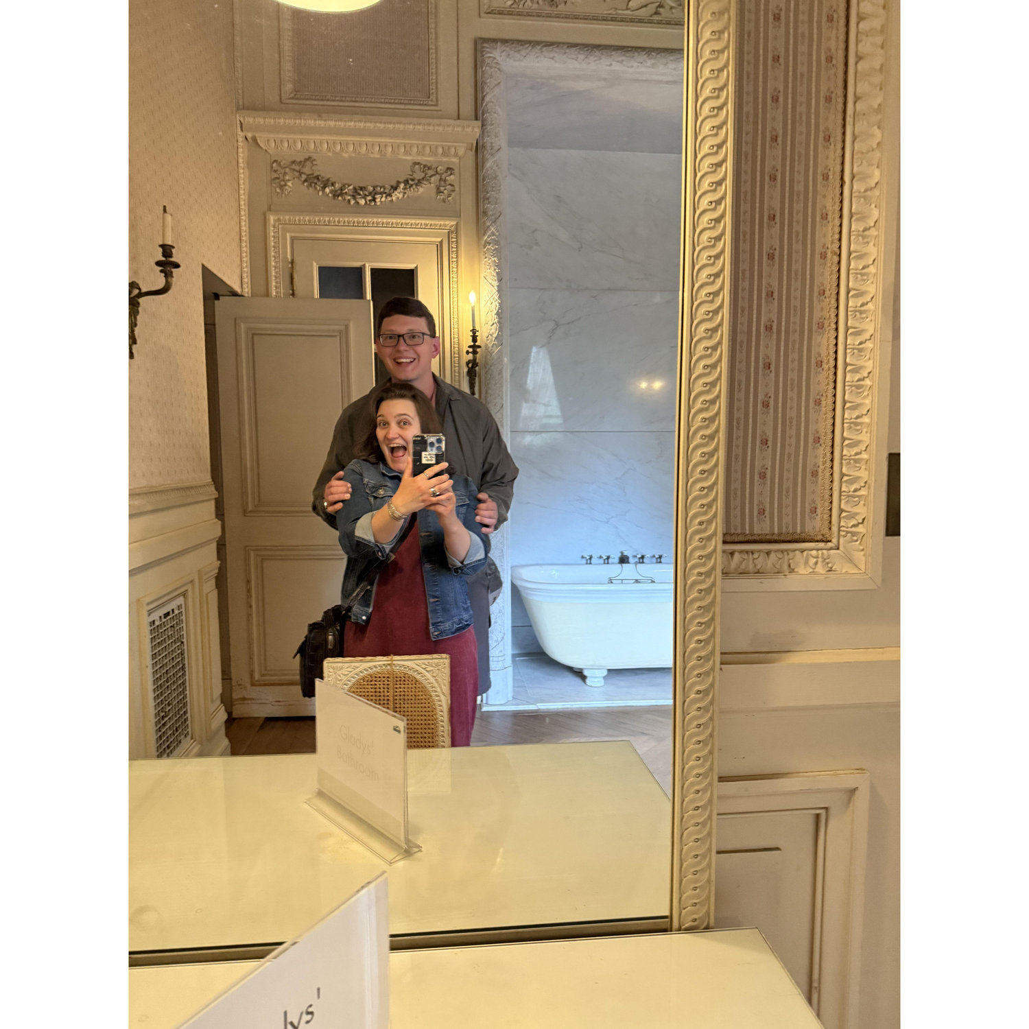 Goofy selfie in the bathroom at The Breakers Mansion