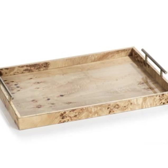 Damian Coastal Beach Brown Wood Tray