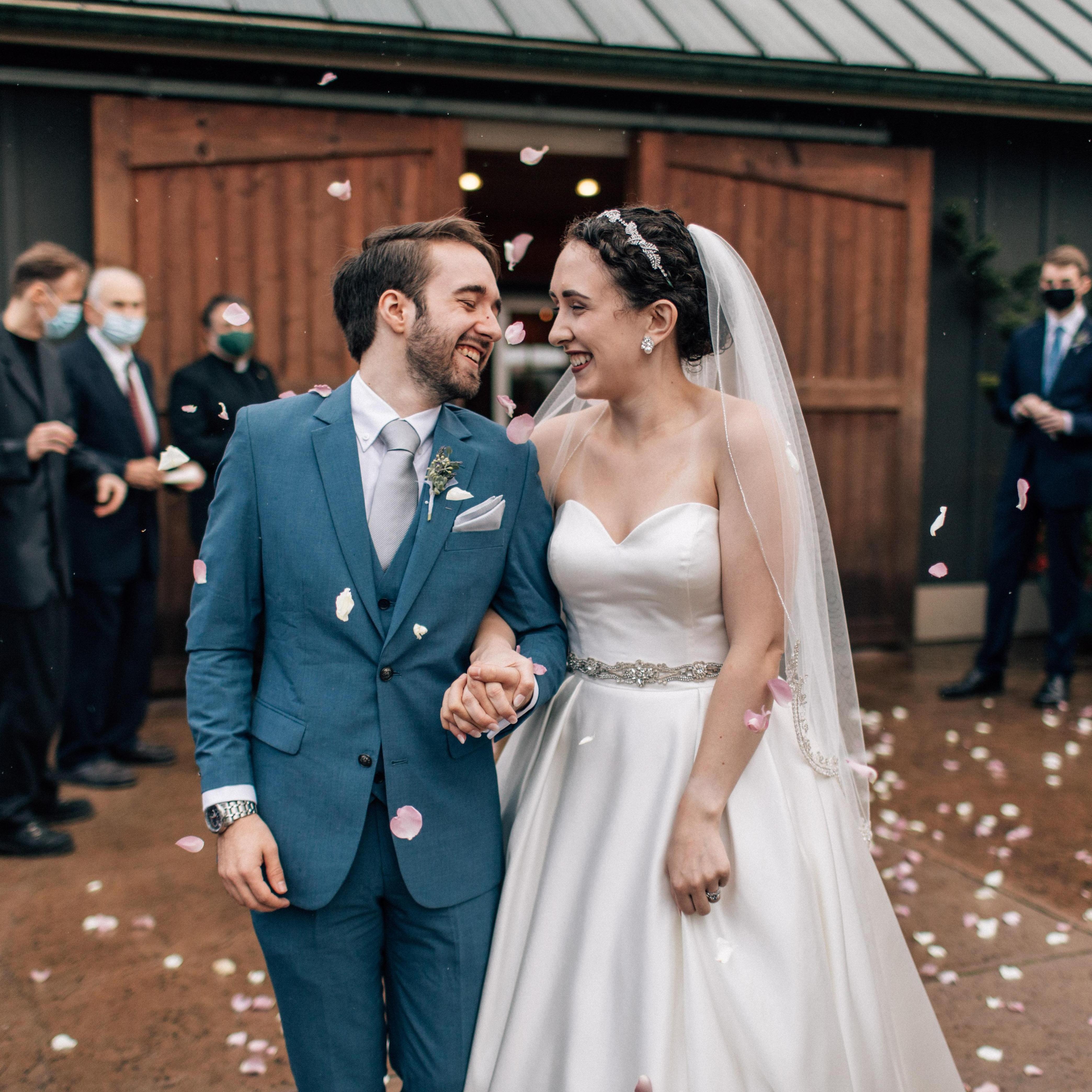 Sent off with flower petals