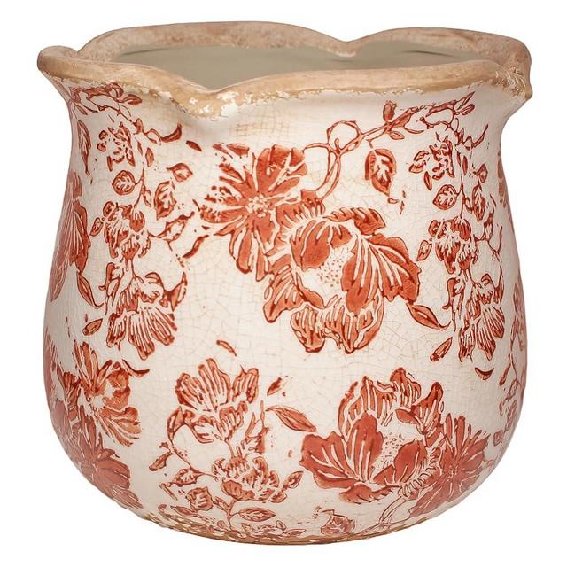 Xiaan Jiaju Ceramic Pots for Plants, Vintage Plant Pot with Drainage Hole, 6.11in. Planter for Indoor Plants, Crackle Glaze Finish Flower Pot, Perfect Tuscan Ceramic Planter for Gardening, Red Flower