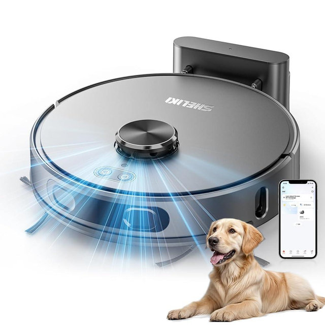 Robot Vacuum and Mop, Mapping Robotic Vacuums Cleaner with LiDAR Navigation Smart & Strong Suction, WiFi/App/Alexa/Voice Control, Obstacle Avoidance, for Home, Wood/Hard Floors, Pet Hair -Grey