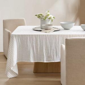 European Linen Tablecloth in Pencil Stripe