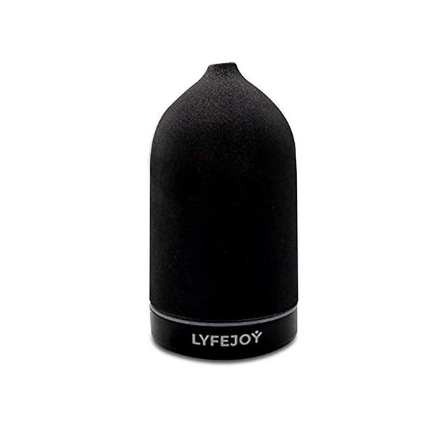 Lyfejoy Ceramic Essential Oil Diffuser, Handcrafted Aromatherapy Diffuser for Relaxing with 7-Color LED, Plug and Go Auto Shut Off Feature - Black Ceramic Diffuser Humidifier with 90ml Capacity