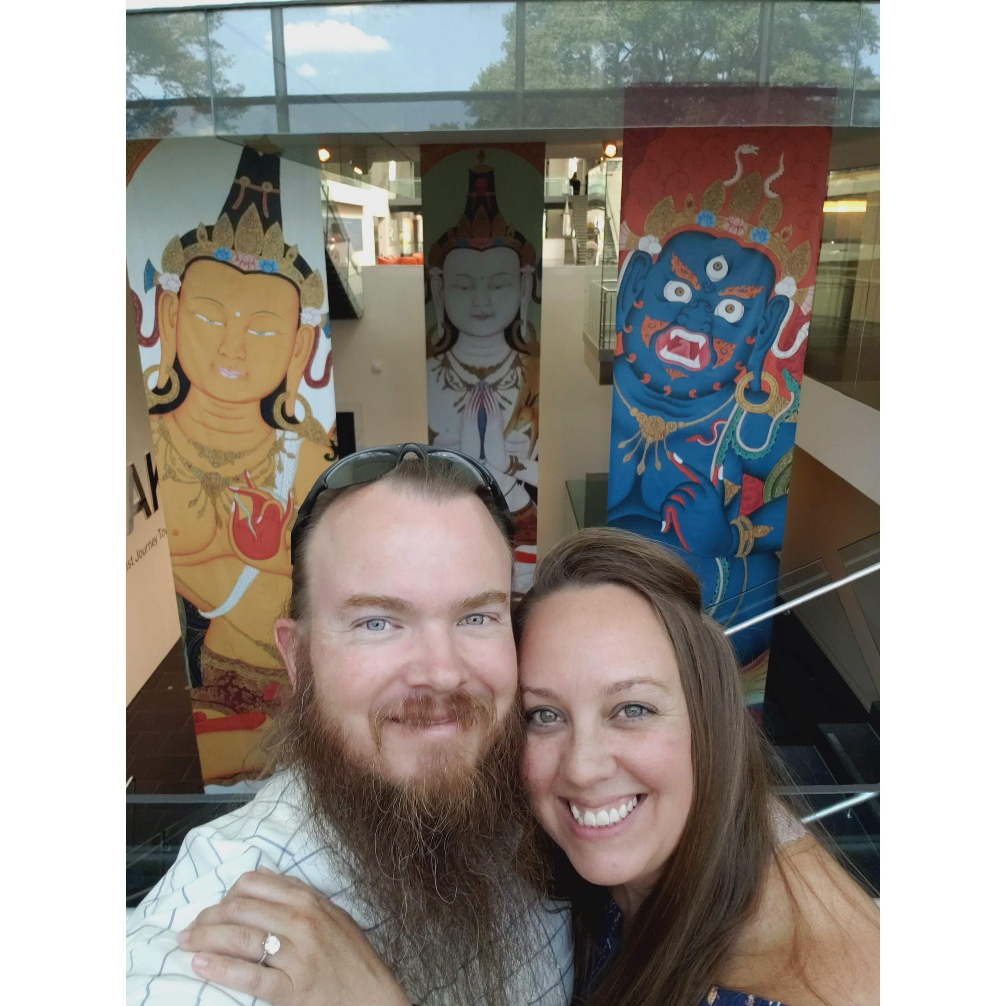 The Awaken exhibit at the Virginia Museum of Fine Arts. All smiles about the new engagement.