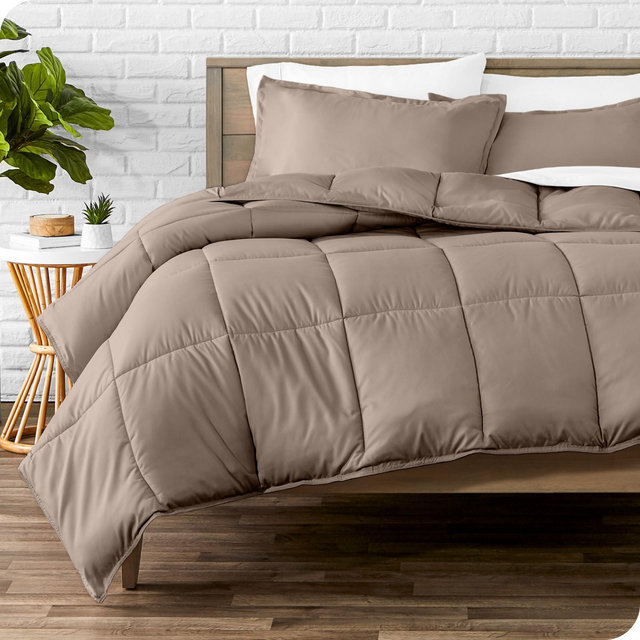 Bare Home 3-Piece Goose Down Alternative Comforter Set in Taupe, King/Cal King