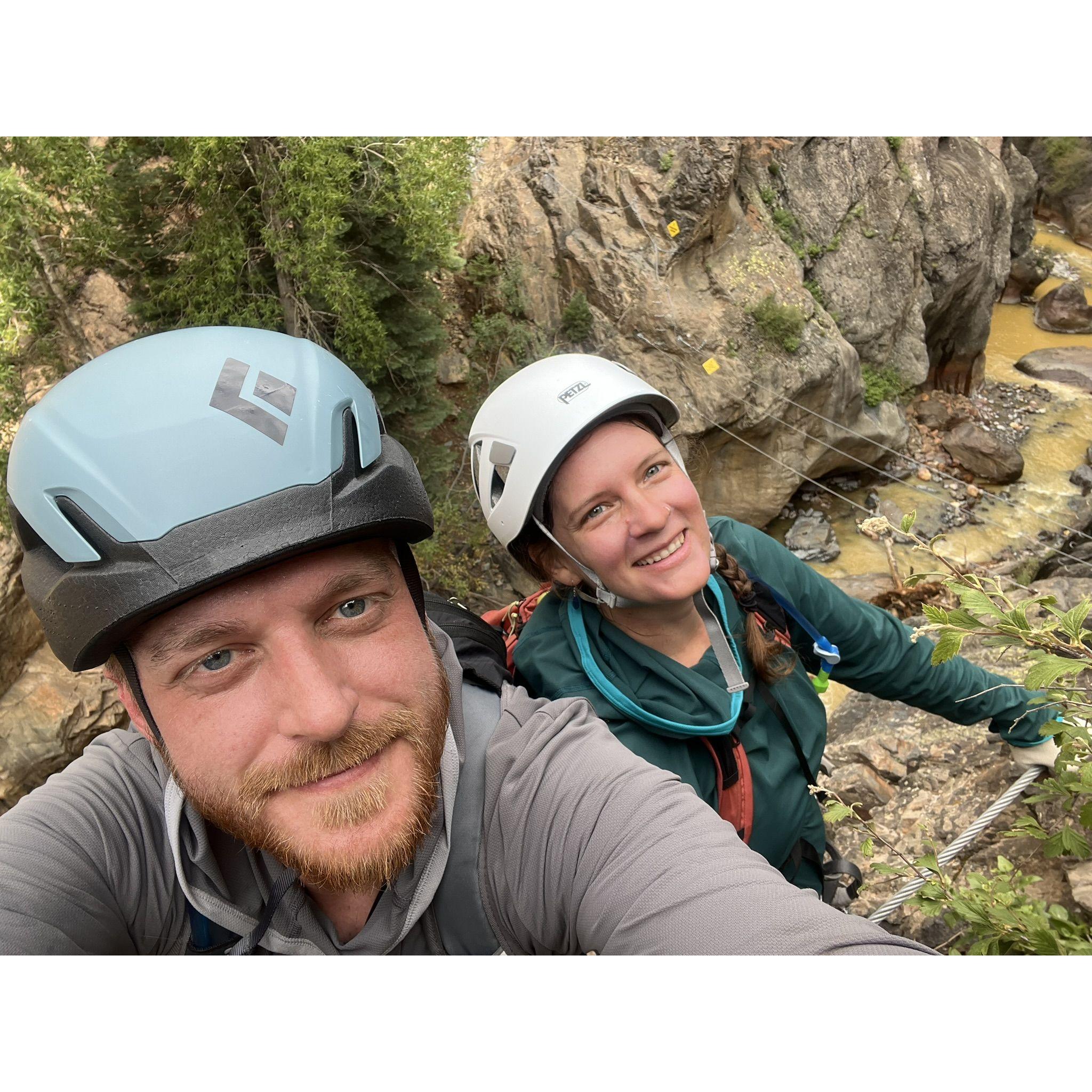 A new experience together- the Ouray Via Ferrata