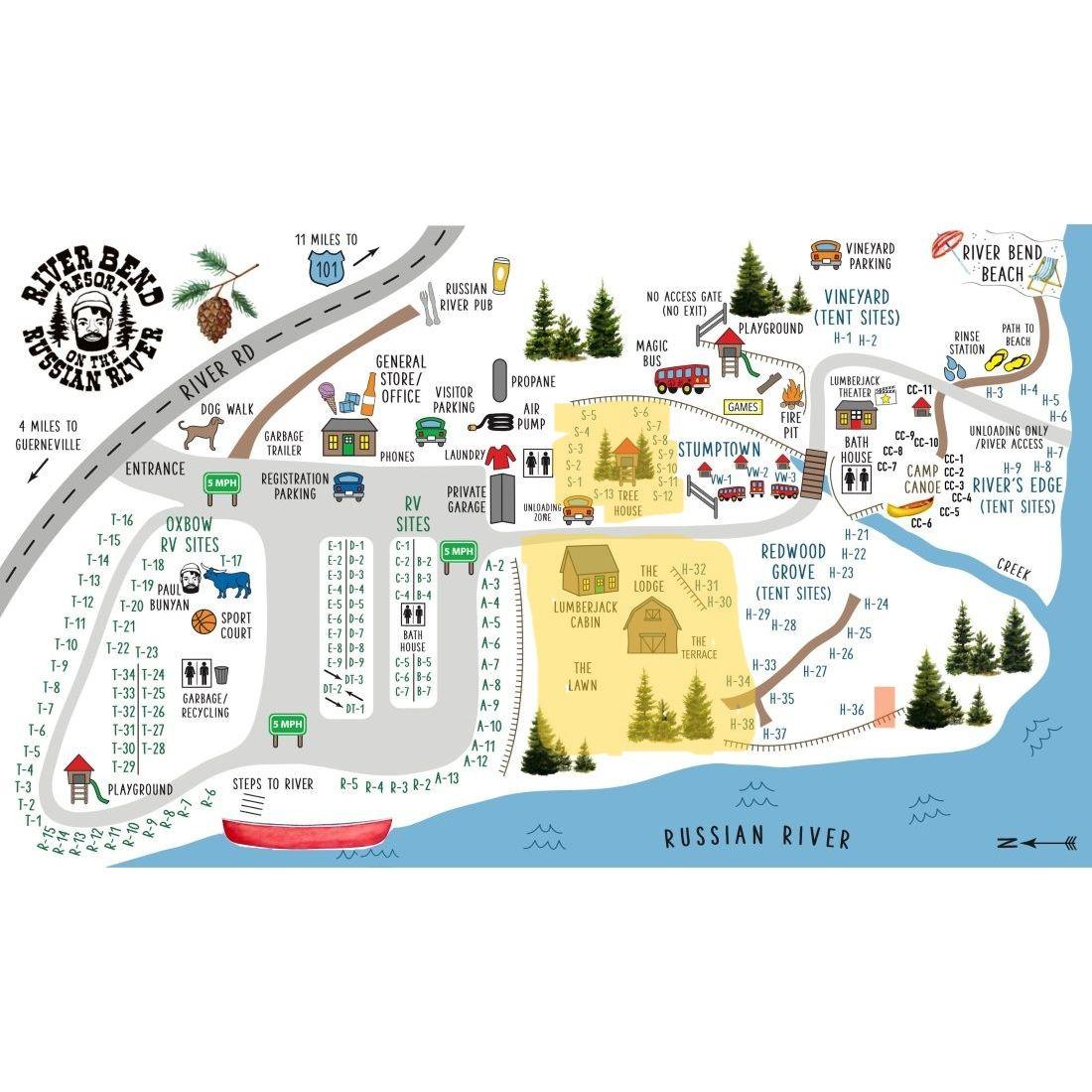 This is the map for the campground that we are renting. We will have the entire highlighted section.
