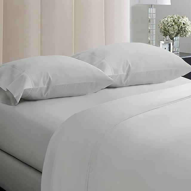 600 Thread Count 100% Pure Cotton Sheets - 4-Piece Light Grey Cal King Sheet Set Extra Long-Staple Premium Cotton Yarns Hotel Quality Bed Sheets Fits Mattress 16'' Deep Pocket Soft Sateen Weave