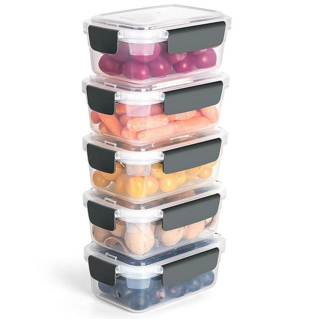 YORY Bpa Free Nestable Food Storage Containers with Lids, 3 Cup Extra Thick Plastic Freezer Leftover Meal Prep Lunch Container Bowls Airtight Stackable,Set of 5