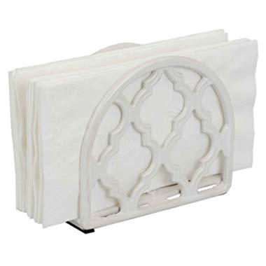 Home Basics Lattice Collection Cast Iron Napkin Holder (White)