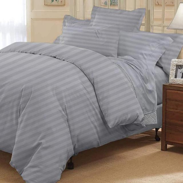 Luxury, Soft 800 Thread Count 100% Egyptian Cotton Full/Queen (90"x90") Inch,1Pcs Duvet Cover with Zipper Closure & Corner Ties Hotel Quality Duvet Cover, Silver Stripe