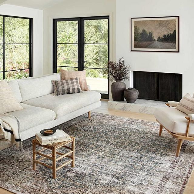 Amber Lewis x Loloi Georgie Collection GER-04 Teal / Antique 7'6" x 9'6" Area Rug