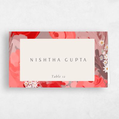 Coral, Orange Wedding Place Card - Chesley
