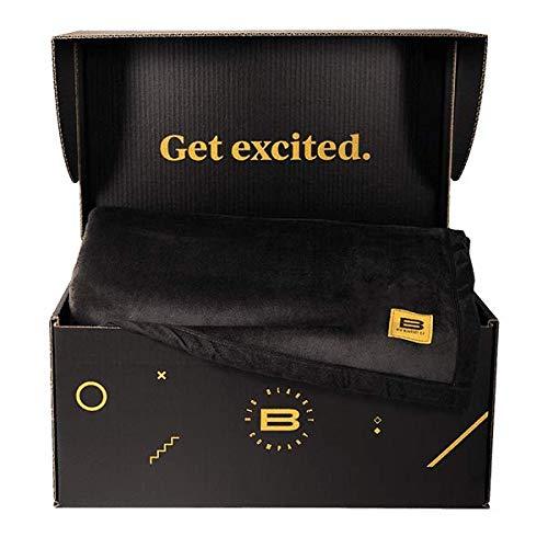 Big Blanket Co Extra Large Throw Blanket | Original Stretch 10' x 10' | Cozy, Silky Smooth and Soft Perfect for Summer, Camping, Movie Nights | Machine Washable & Temperature Regulating (Black)