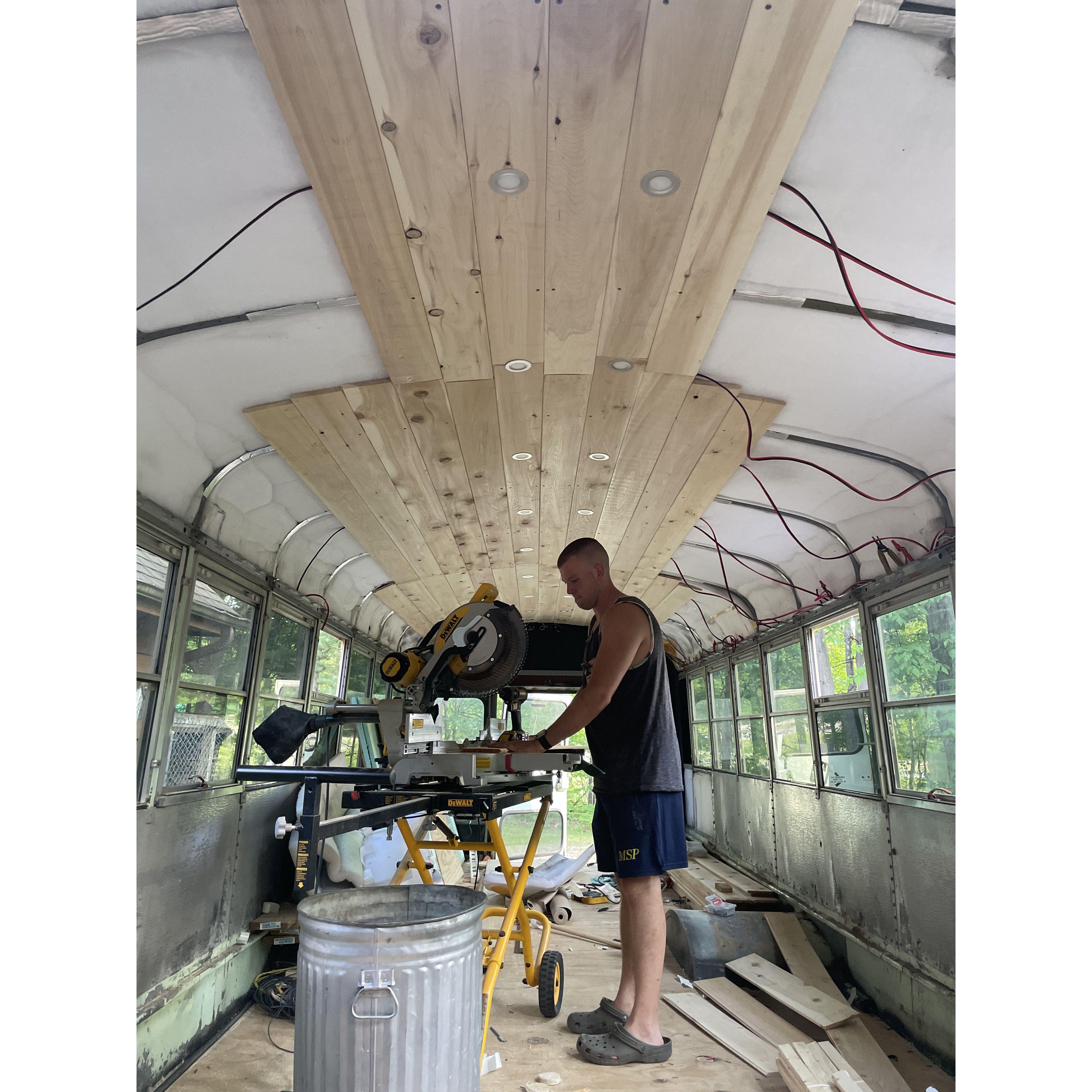 Working on our school bus conversion; that's right- school bus!