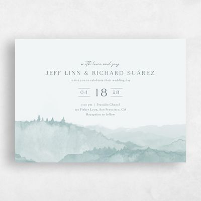 Blue Sage Wedding Invitation - Denver Landscape