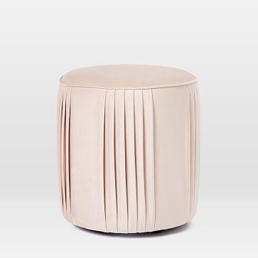 Roar + Rabbit Pleated Ottoman, Small, Lustre Velvet, Dusty Blush