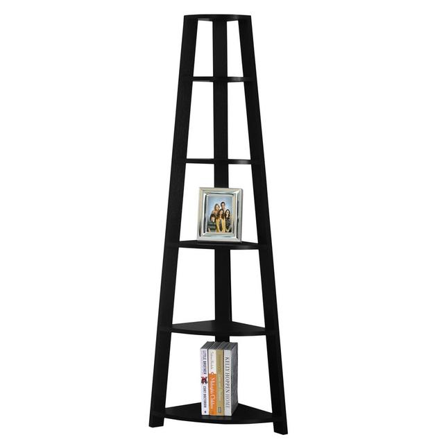 Monarch Specialties Corner Accent Étagère Bookcase in Black