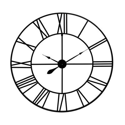 36" Metal Cut Out Roman Numeral Wall Clock Gray - Patton Wall Decor