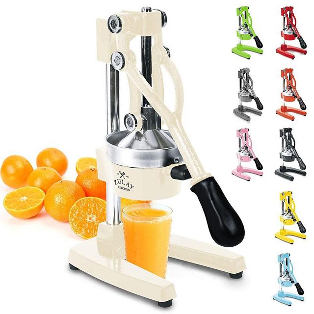 Zulay Professional Citrus Juicer - Manual Citrus Press and Orange Squeezer - Metal Lemon Squeezer - Premium Quality Heavy Duty Manual Orange Juicer and Lime Squeezer Press Stand, Cream