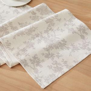 100% Cotton French Pastoral Table Runners, 13x72 Inch Grey Farmhouse Table Runners 72 Inches Long, Vintage Flowers Print Home Decors